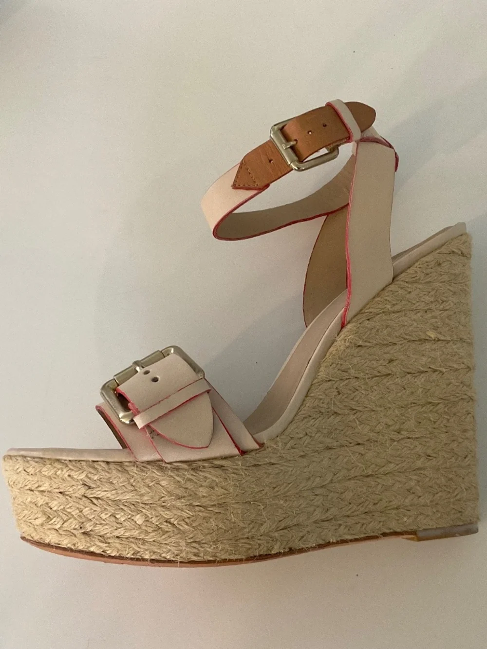 POUR LA VICTOIRE Jaclyn Espadrille Wedge Leather Sandals in Tan Size 10